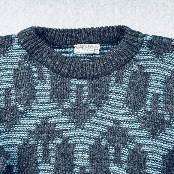 Vintage Jaeger Wool Sweater Size 40 Geometric Pattern Long Sleeve Pullover - Picture 3 of 10